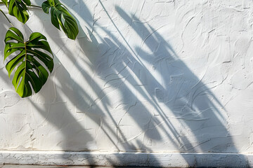 Wall Mural - background of organic shadow over white textured wall