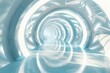 © chesleatsz - Futuristic white tunnel with bright light at end. Concept of technology, future, architecture, and design