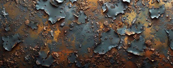 Wall Mural - Textured metal with rust patches, 4K hyperrealistic photo