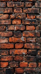 Wall Mural - Weathered Red Brick Wall Texture Background, 4K hyperrealistic photo