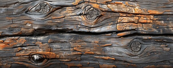 Poster - Rough, weathered wood texture with visible grains, 4K hyperrealistic photo