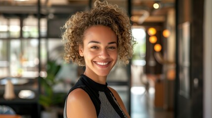 Wall Mural - The woman with curly hair