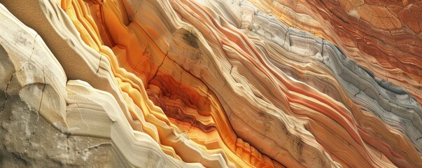 Canvas Print - Smooth sandstone with layered colors, 4K hyperrealistic photo