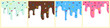 © hallomuamar - set of dripping delicious pink, blue and chocolate doughnut vector seamless glaze. Sweet dessert background illustration