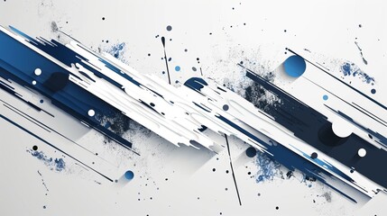 Wall Mural - Abstract Blue And White Splashes On White Background