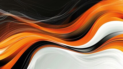 Wall Mural - Abstract Orange and Black Waves