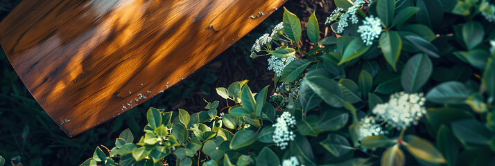 Wall Mural - closeup detail shot of a coffin at a funeral, shot from above