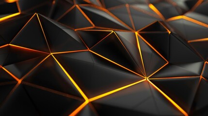 Wall Mural - Abstract black and orange geometric shapes with light lines