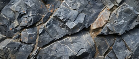 Wall Mural - Panoramic close-up, high detail scan of mountain stone texture, Generative AI