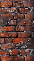 Canvas Print - Weathered Red Brick Wall Texture Background, 4K hyperrealistic photo