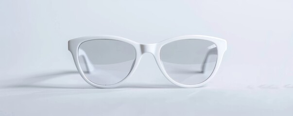 Sticker - Isolated white sunglasses on white background mockup, 4K hyperrealistic photo