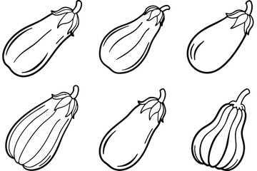 Eggplant Edge line art illustration trendy vegetable illustration