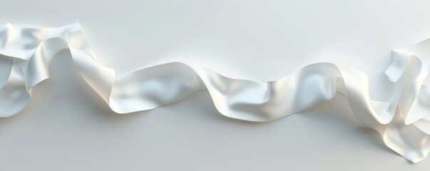 Poster - Isolated white ribbon on white background mockup, 4K hyperrealistic photo