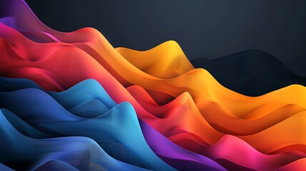 Wall Mural - Dynamic modern background with vibrant color waves and abstract shapes, great for creative mockups