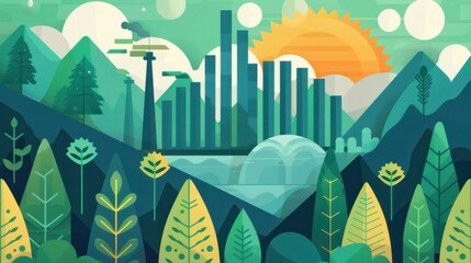 Wall Mural - AI in natural resources conservation, flat design illustration