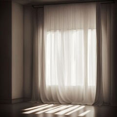 Poster - A window with white curtains