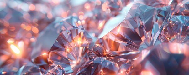 Poster - Sparkling crystal texture with facets, 4K hyperrealistic photo