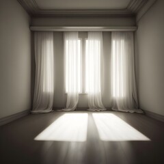 Wall Mural - A window with white curtains