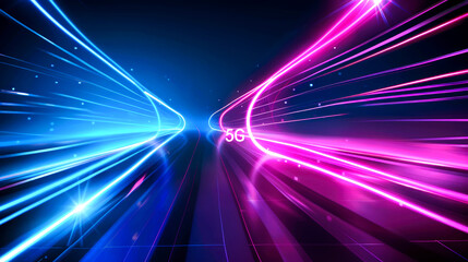 Poster - illustration light speed type curve colorful and vibrant for internet speed of 5G