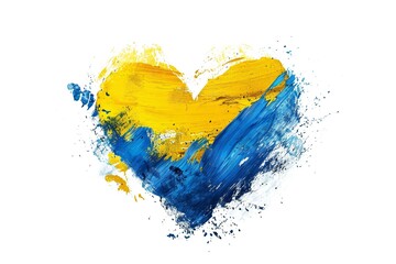 Sticker - Ukraine flag Heart, Support illustration, white background Generative Ai