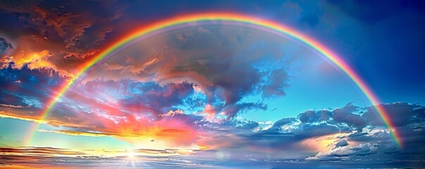 Poster - A rainbow arching across the sky after a storm, its vibrant colors a symbol of hope and renewal.