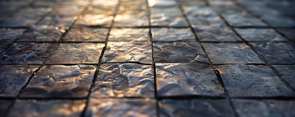 Canvas Print - Patterned Concrete Paving Slab Texture Background, 4K hyperrealistic photo