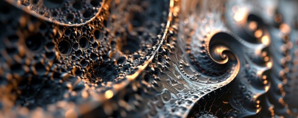 Poster - Metallic fractals with intricate details, 4K hyperrealistic photo