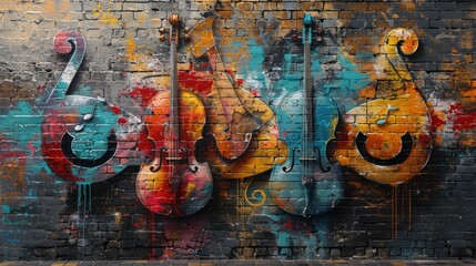 Wall Mural - Colorful Music Graffiti