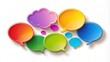 © DigitalArt Max - Colorful speech and thought bubbles fill the air, surrounded by white background and subtle shadows, perfect for creative design.