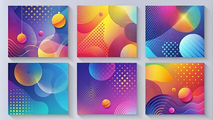 Vector set of abstract creative backgrounds in minimal trendy style with copy space for text -