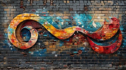 Poster - Abstract Graffiti Art on Brick Wall