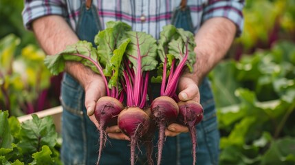 Wall Mural - Farm Worker Holding Freshly Harvested Beets