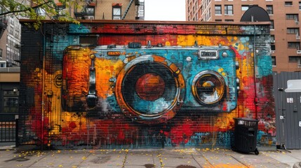 Wall Mural - Colorful Camera Mural