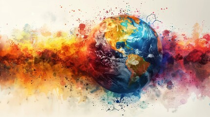 Watercolor Earth Globe