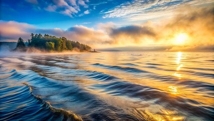 Wall Mural - Sea ripple water with morning fog