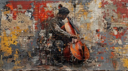 Canvas Print - Street Musician Mural