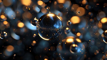 Wall Mural - a 3d rendering of shiny spheres with a sparkly texture.