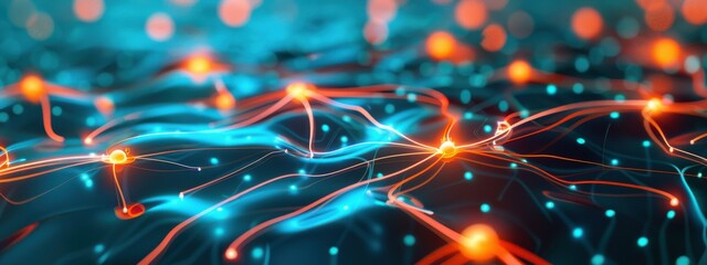Wall Mural - an intricate 3d rendering of neural networks interacting with sensors, showing its impact on urban h