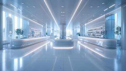 Biotechnology lab, futuristic equipment, advanced research, clean design, innovative experiments