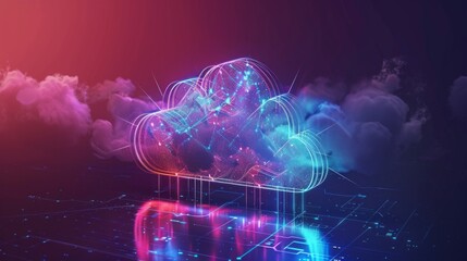 Wall Mural - cloud computing transfer of big data on the internet with futuristic digital technology concepts, fe