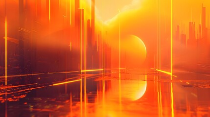 Wall Mural - orange futuristic background