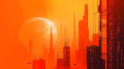 Wall Mural - orange futuristic background