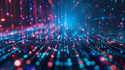 Wall Mural - high-speed data connection technology abstract background with dynamic blue lines and digital flow p