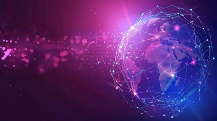 Wall Mural - global digital technology world featuring virtual business interface, high-tech network connections,