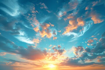 Wall Mural - Stunning Sunset with Vibrant Clouds and a Clear Blue Sky