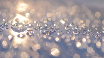 Aufkleber - A close-up of sparkling water droplets on a smooth surface.