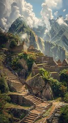 Wall Mural - Inca Interlude: Ancient Inca Ruins, 4K hyperrealistic photo