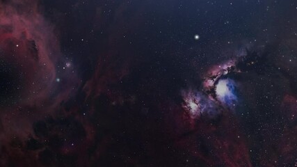 Wall Mural - red nebula and stars in space, ultra HD.