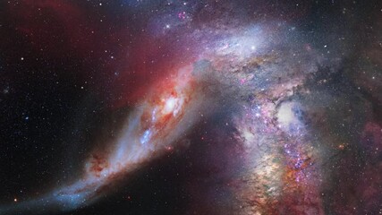 Wall Mural - colored galaxy in flat universe, space background