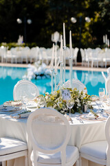 The elegant wedding table ready for guests.